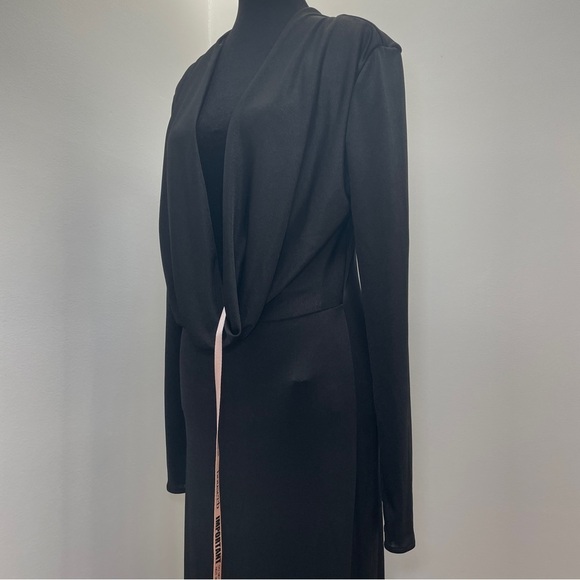 NEW! House of CB- SASKIA Black Draped Maxi Dress Size Large Plunge Neckline - Picture 9 of 15
